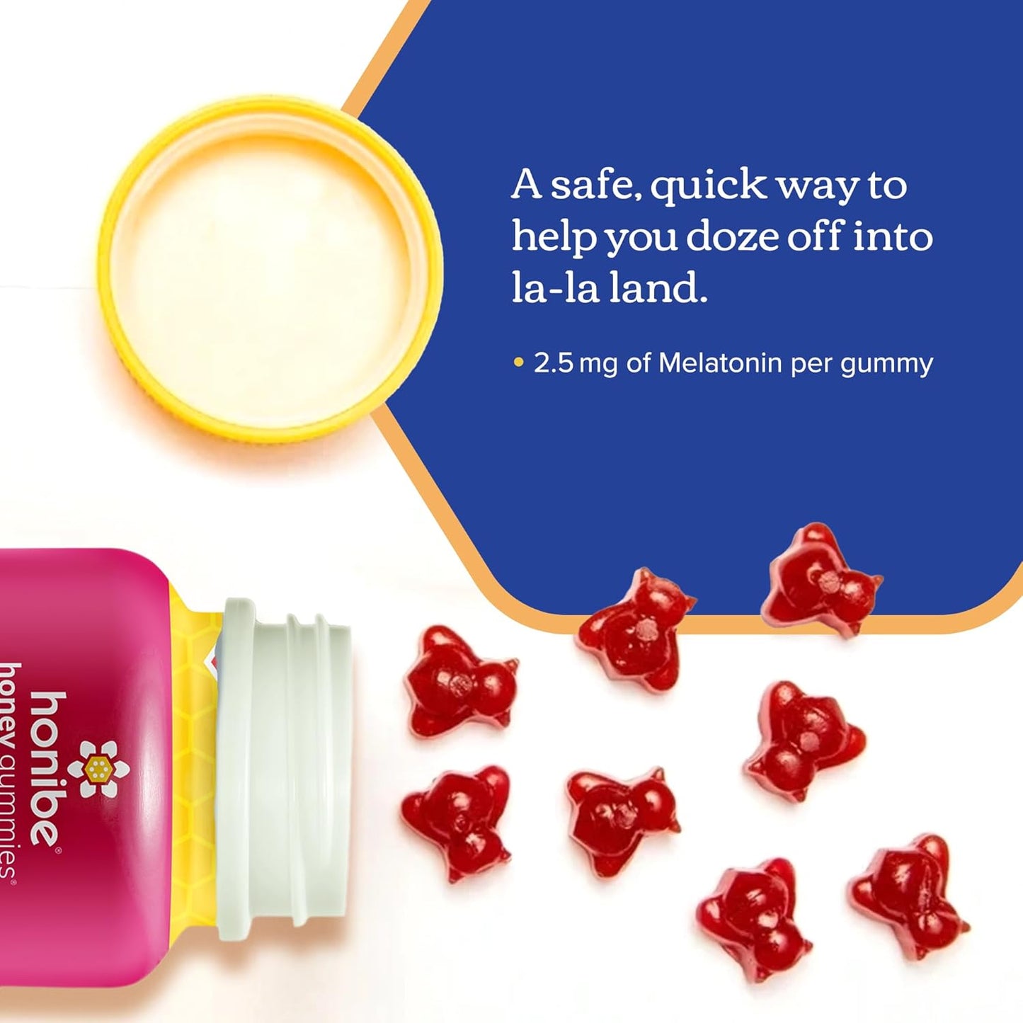Honibe 褪黑素睡眠支持软糖 | 加拿大制造的蜂蜜软糖 | 夜间睡眠辅助 | 天然睡眠辅助剂，有助于缓解压力 | 褪黑素软糖有助于支持健康的睡眠辅助 | 睡眠软糖 | 70 粒软糖