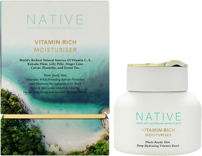 Klara Cosmetics Native Vitamin Rich Moisturizer - Facial Moisturizer with Green Tea and Lilli Pilli - Moisturizer Face Cream for Hydration - 50 ml