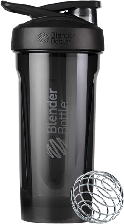 BlenderBottle Strada 摇摇杯，非常适合蛋白奶昔和运动前饮品，28 盎司，黑色