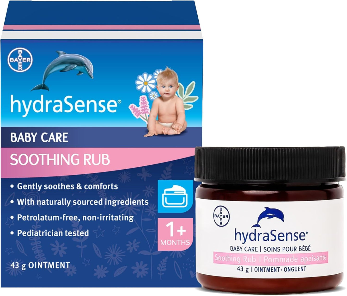 hydraSense 婴儿护理舒缓膏 – 温和舒缓，舒适呵护，不含凡士林，无刺激性，采用天然成分桉树、薰衣草和洋甘菊制成，经儿科医生测试。43克