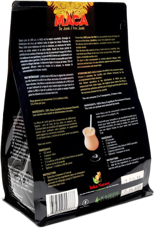 Inka Nature 瑪卡粉，產自胡寧，500克，100份，瑪卡根，男女適用，支持能量和耐力，促進荷爾蒙平衡，增強注意力、集中力、學習能力和記憶力，純素食