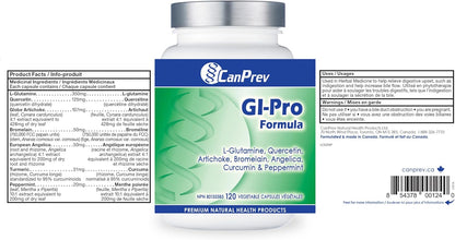 CanPrev GI-Pro 配方，120 粒素食胶囊，20 天用量，含 L-谷氨酰胺、槲皮素、朝鲜蓟、当归、菠萝蛋白酶、姜黄素和薄荷 - 支持消化舒适和整体肠道健康