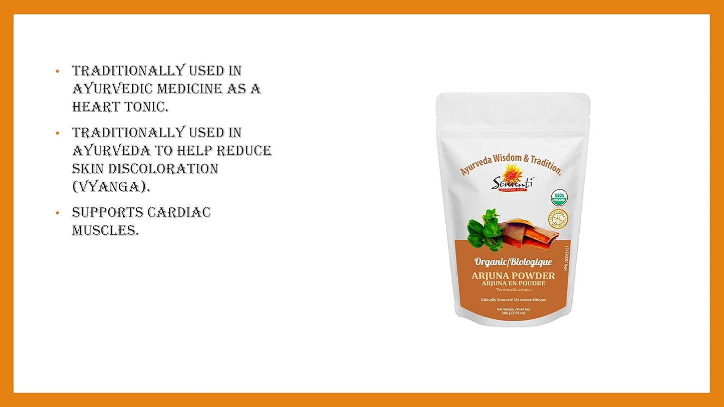 Organic Arjuna Powder 200g/ NPN 80093751/ Terminalia Arjuna/Supports Cardiac & Skin Health