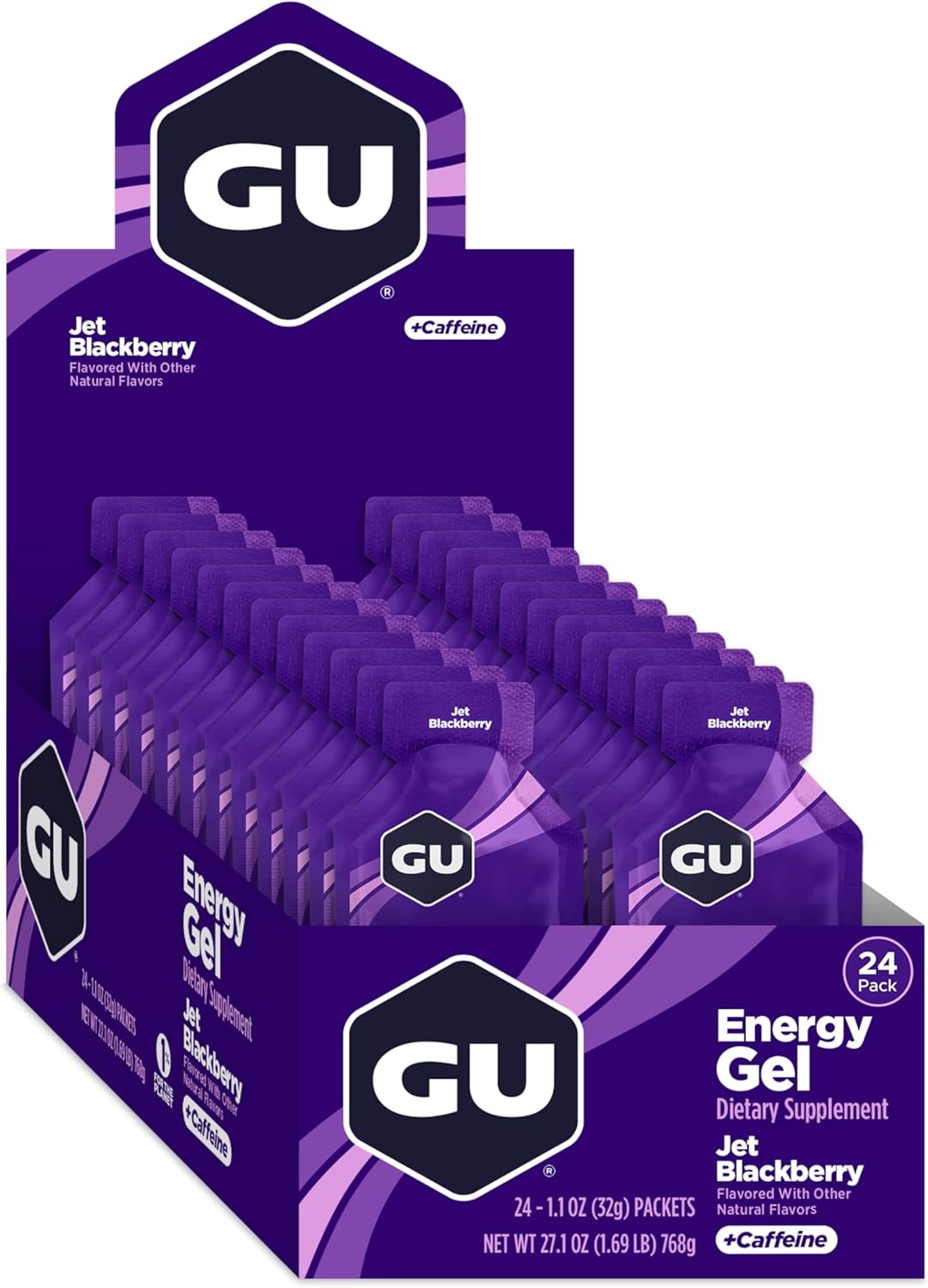 GU ENERGY 原廠運動營養能量凝膠，黑莓味，24 粒裝