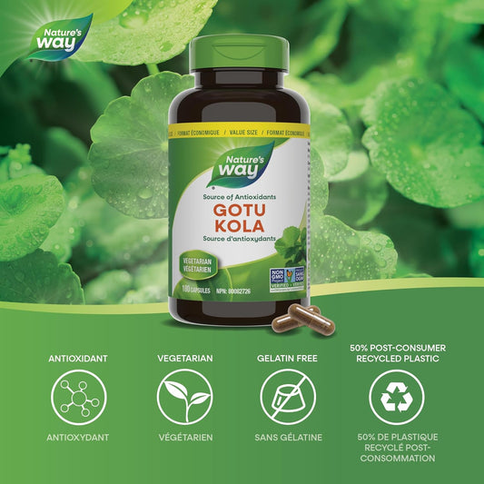 Nature's Way Premium Gotu Kola – Source of Antioxidants - Non-GMO, 100% Vegetarian – Value Size, 180 Capsules
