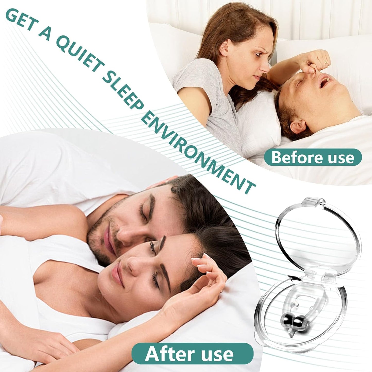 防打鼾器 12 件装升级版硅胶鼻夹防打鼾带可调节磁铁防打鼾辅助装置男女适用