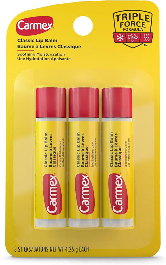 Carmex 经典润唇膏，原装棒状，3 支装