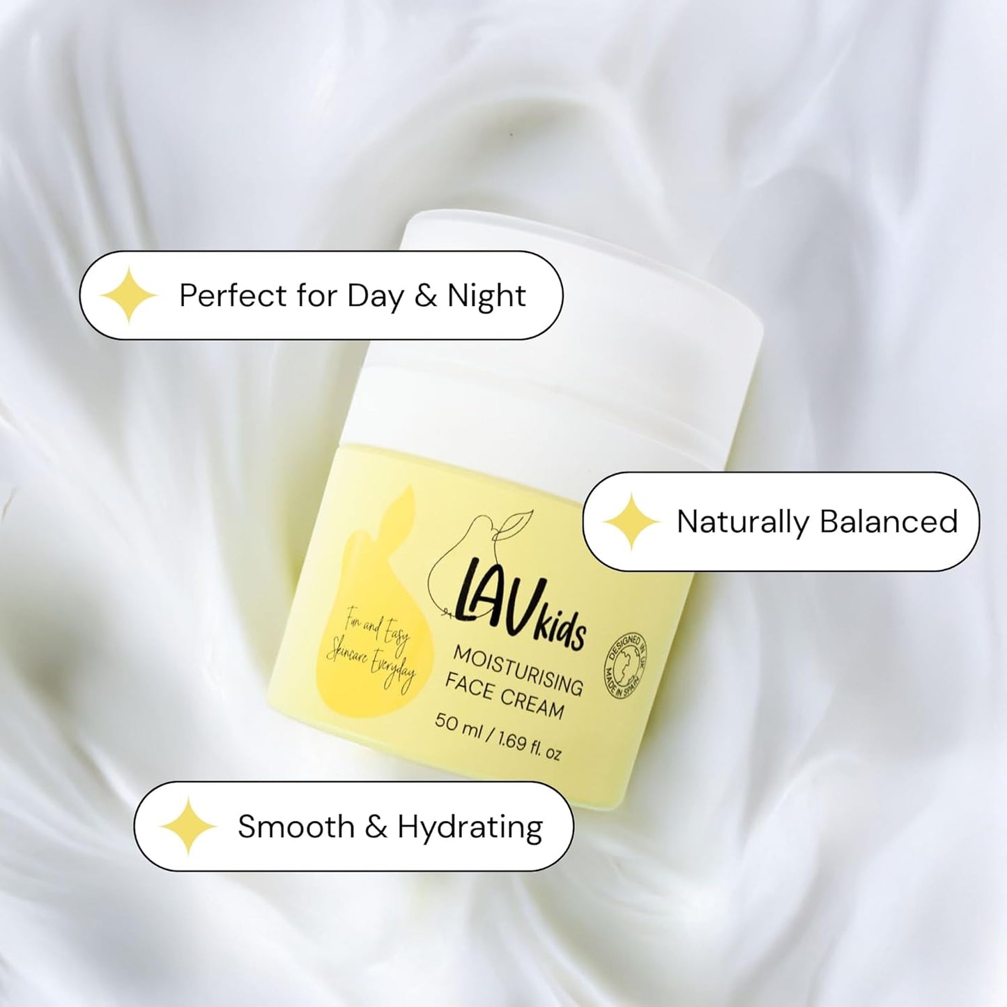 Lav Kids Organic Face Cream, Natural Skincare for Children, Plant-Based Ingredients