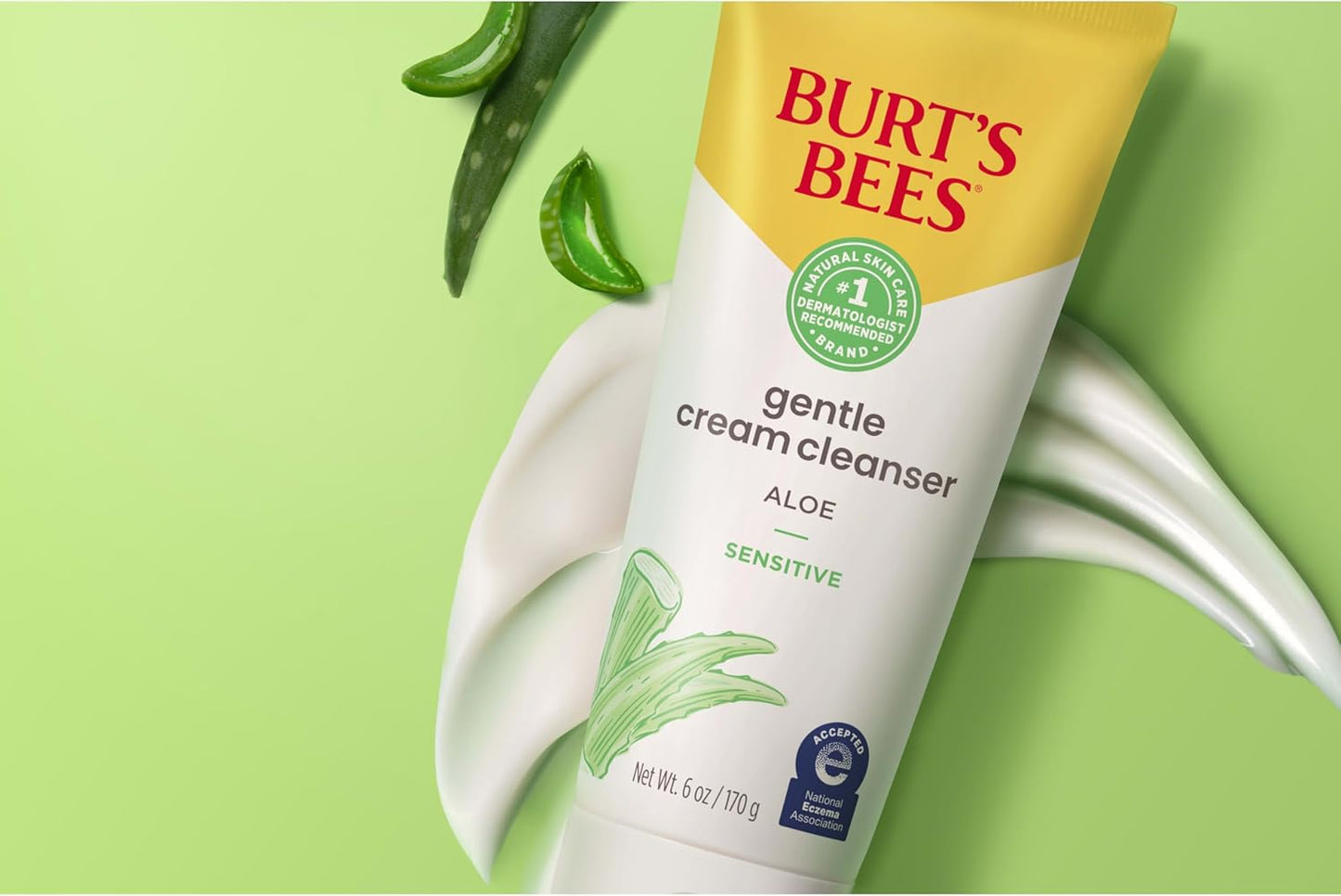 Burt's Bees 敏感肌專用潔面乳，含棉萃取物，98.9% 天然成分，由皮膚科醫師研發，170 克，潔面乳