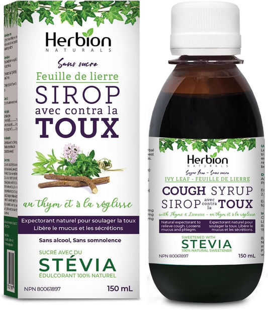Herbion Naturals 常春藤叶百里香止咳糖浆，150 毫升 - 天然祛痰药；缓解咳嗽；化痰；适用于成人和 4 岁及以上儿童