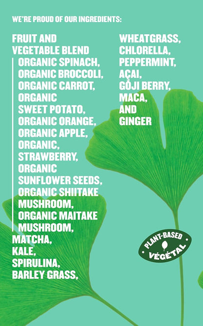 SUBI Greens 超级食品粉每日蔬菜粉，1 袋可容纳 20 多磅水果和蔬菜，加拿大制造，超级食品成分：抹茶、羽衣甘蓝、大麦草、螺旋藻、巴西莓、枸杞 - 40 天供应量