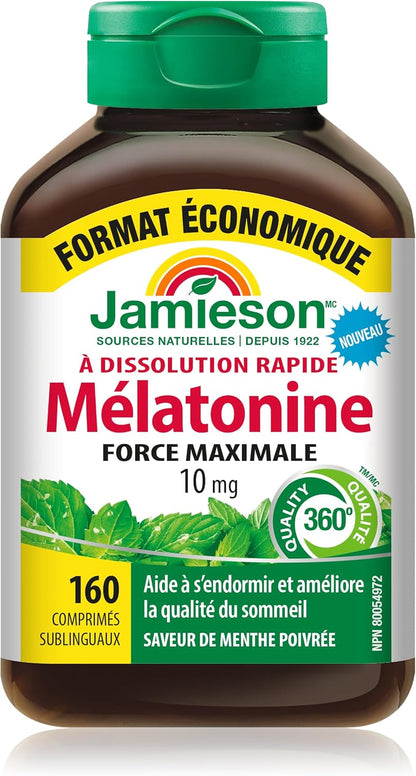 Jamieson 褪黑素 10 毫克強效薄荷口味速溶片，160 片