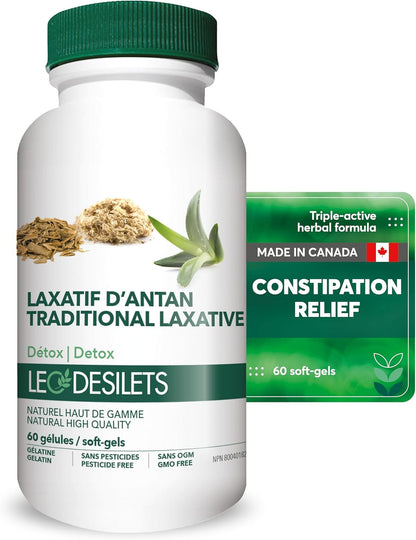 Leo Desilets Traditional Herbal Laxative | Gentle Relief for Occasional Constipation | Cascara Sagrada, Dandelion & Senna | Non-GMO, Plant-Based Capsules