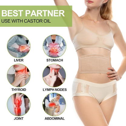 STFOCE 20pcs Castor Oil Pack Wrap, Large Castor Oil Pack Self-Adhesive, 11.8"x6.3", No Leakage, No Wash, Disposable