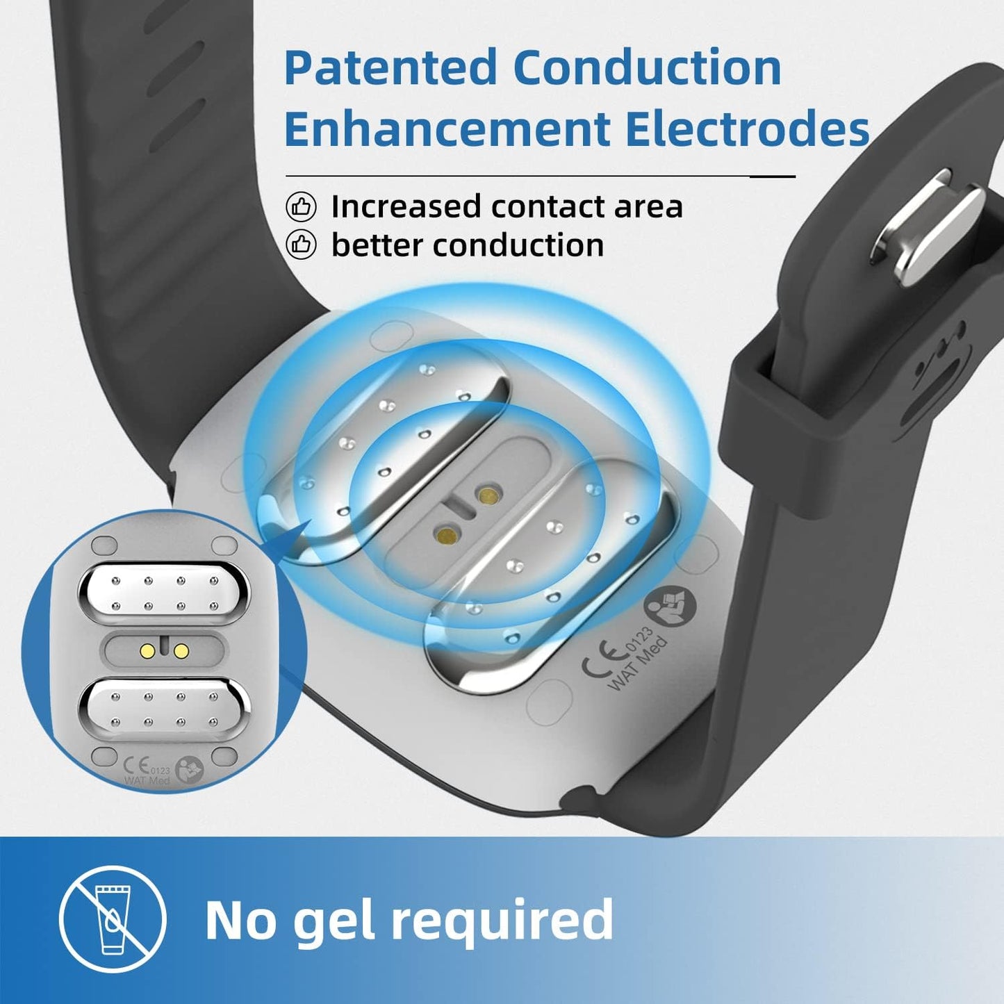 EmeTerm 时尚防恶心腕带，缓解早晨晕动病，可充电，无药物副作用，额外 2 包导电凝胶