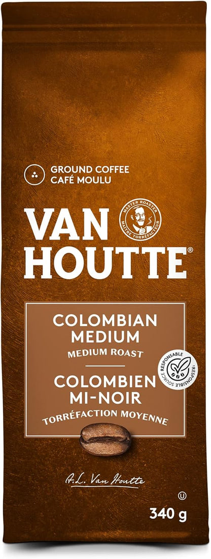 Van Houtte Colombian Medium Ground Coffee, 340g, Can Be Used With Keurig Coffee Makers