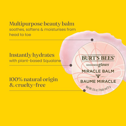 Burt's Bees 100% 天然煥彩奇蹟潤唇膏，軟化乾燥肌膚 - 17 克罐裝，1 支 & 100% 天然煥彩唇頰兩用棒，牡丹色，1 支
