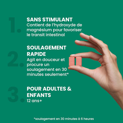 DulcoLax 软咀嚼片，用于缓解偶尔便秘的温和泻药，适用于成人和 12 岁及以上儿童，纯素、无刺激、无麸质泻药，混合浆果味，30 片