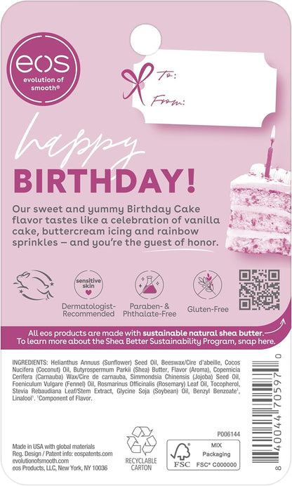 EOS Super Soft Shea Lip Balm - Birthday Cake - 24 Hour Hydration - Lip Sphere