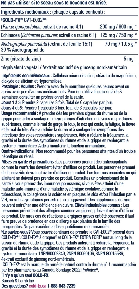 COLD-FX First Signs，有助于缓解咽喉痛、发烧、咳嗽、头痛、流鼻涕、疲劳等症状，北美人参提取物、紫锥菊、穿心莲和锌，48 粒素食胶囊