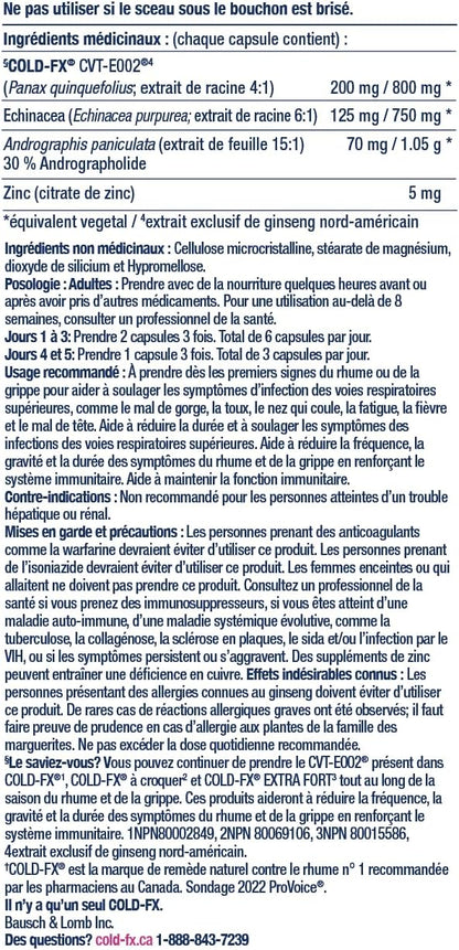 COLD-FX First Signs，有助于缓解咽喉痛、发烧、咳嗽、头痛、流鼻涕、疲劳等症状，北美人参提取物、紫锥菊、穿心莲和锌，48 粒素食胶囊