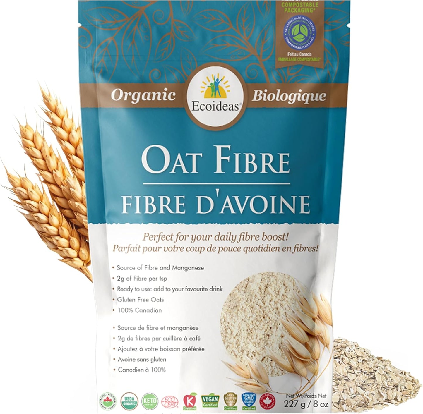 Organic Oat Fiber, 227 g (Pack of 1)