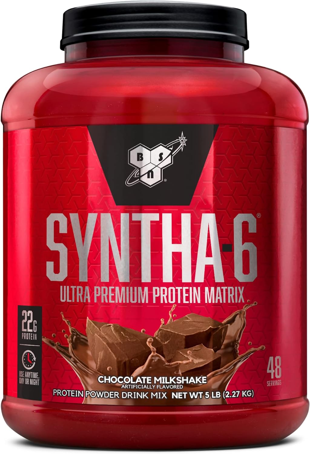 BSN SYNTHA-6 乳清蛋白粉、胶束酪蛋白、牛奶分离蛋白、巧克力奶昔，48 份（包装可能有所不同），5 磅