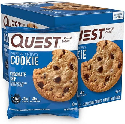 Quest Nutrition Chocolate Chip Protein Cookie, High Protein, High Fibre, Low Sugar, Keto Friendly & BBQ Flavour Original Style Protein Chips, High Protein, Baked, Not Fried
