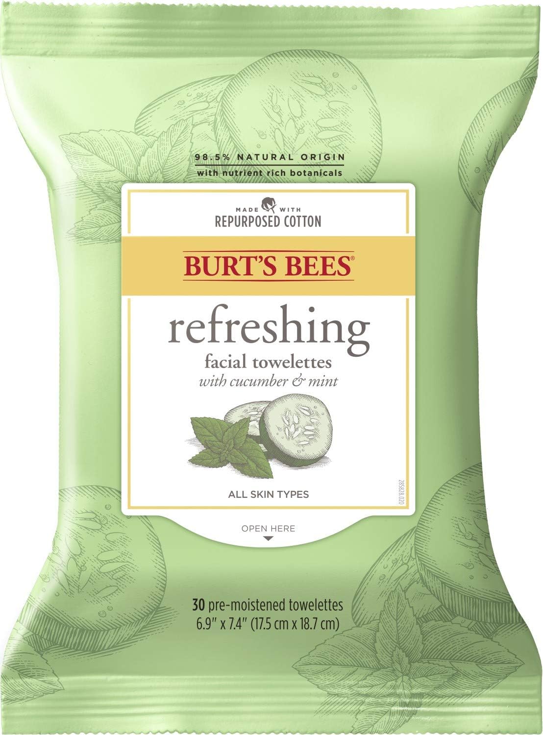 Facial Cleansing Towelettes - Cucumber and Mint by Burts Bees for Unisex - 30 Count Towelettes