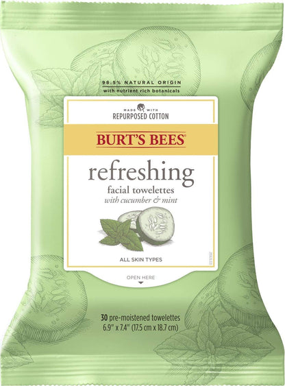 Facial Cleansing Towelettes - Cucumber and Mint by Burts Bees for Unisex - 30 Count Towelettes