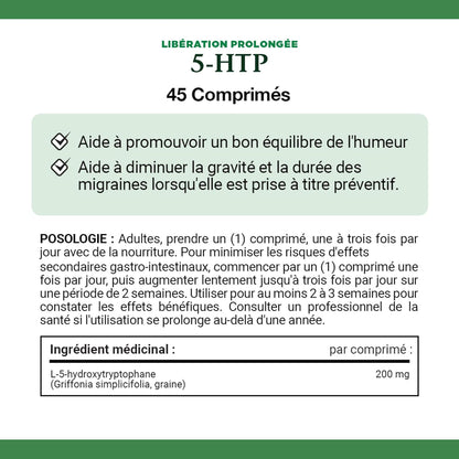 自然之寶 5-HTP 緩釋片 200 毫克，有助於促進健康情緒平衡，作為預防藥物服用時有助於減輕偏頭痛的嚴重程度和持續時間，片劑，22.6 克