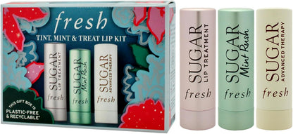 清新潤色、薄荷和潤唇膏套裝 0.07 盎司糖潤唇膏 - 玫瑰、清新潤唇膏 - 薄荷香、高級護理潤唇膏女士 - 3 件