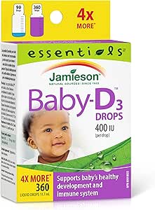 Jamieson 嬰兒維生素 D3 滴劑 400 IU，支持寶寶發育、免疫健康、骨骼和牙齒健康。純正優質配方，非基因改造，無麩質，無乳糖，無人工色素、香精或防腐劑…