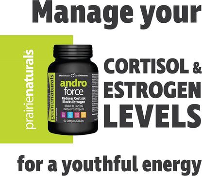 Prairie Naturals Andro-Force reduces stress, cortisol and C-reactive protein levels. Supports cardiovascular health. Antioxidant. Supports cognitive function. Aids is difficulty in urination (benign prostatic hyperplasia…