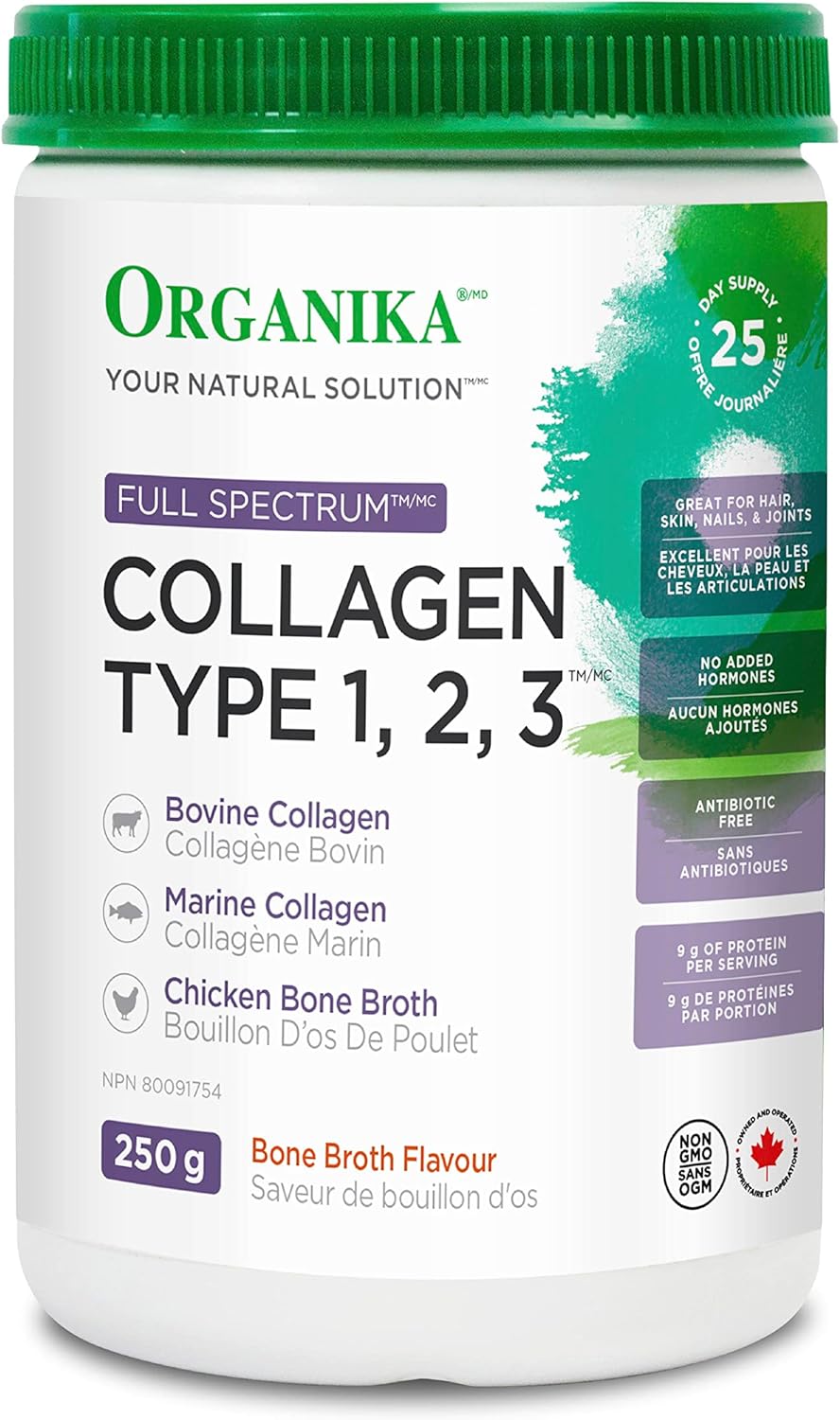 Organika Enhanced Collagen Bone and Joint Powder- with Glucosamine, MSM, Chondroitin Sulfate & Full Spectrum Collagen Type 1, 2, 3- Bovine, Marine, and Chicken Collagen Combination