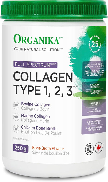 Organika Enhanced Collagen Bone and Joint Powder- with Glucosamine, MSM, Chondroitin Sulfate & Full Spectrum Collagen Type 1, 2, 3- Bovine, Marine, and Chicken Collagen Combination