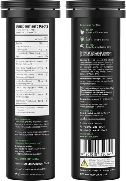 Auric 草本护肝补充剂 | 奶蓟草（水飞蓟素）、姜黄、大蒜、生姜，有益于肝脏健康 | 先进的排毒清洁配方，有效促进肝脏健康 | 180 片