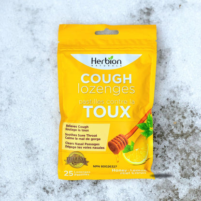 Herbion Naturals 天然蜂蜜柠檬味止咳润喉糖，25 粒润喉糖 - 缓解咳嗽、清除鼻塞、舒缓咽喉痛；适用于成人和 12 岁及以上儿童