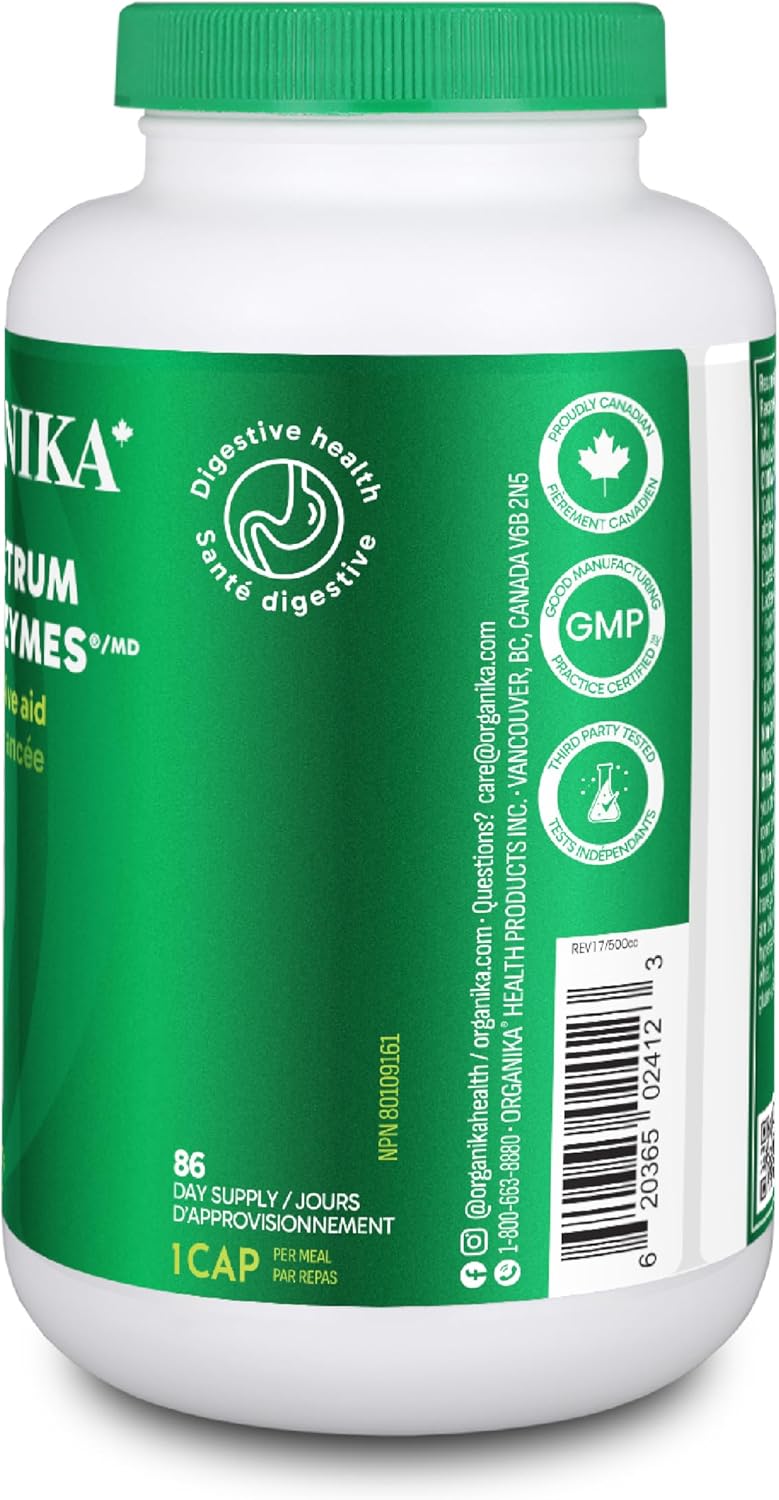 Organika Full Spectrum Plant Enzymes- Helps Break Down Carbs, Fat, Protein, Dairy- 260 vcaps
