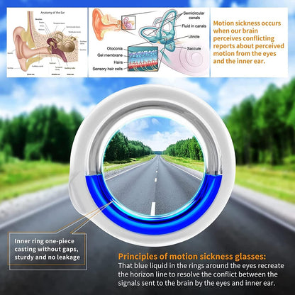 防晕动病眼镜，儿童和成人适用的眩晕和恶心缓解眼镜，便携式升高晕机晕船眼镜，轻便无镜片液体眼镜