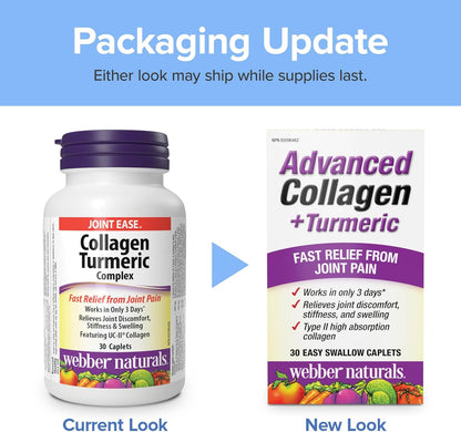 Webber Naturals 高級膠原蛋白（含薑黃）30 粒膠囊，有助於緩解關節不適和僵硬，並改善骨關節炎患者的活動能力