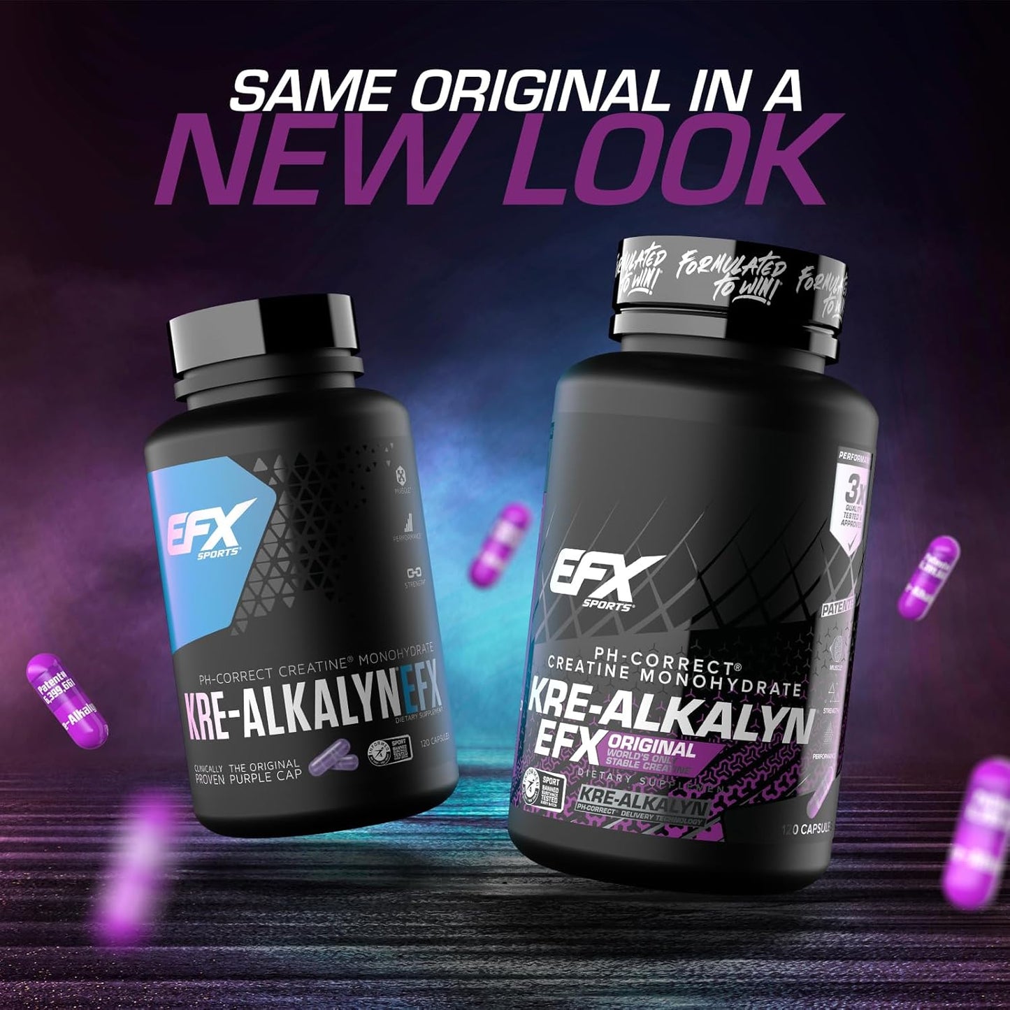 EFX Sports Kre-Alkalyn | PH 值校正肌酸一水合物 | 知情選擇，增強力量，鍛鍊肌肉，提升運動表現 I 不腹脹，不積水 - 120 粒膠囊/60 份