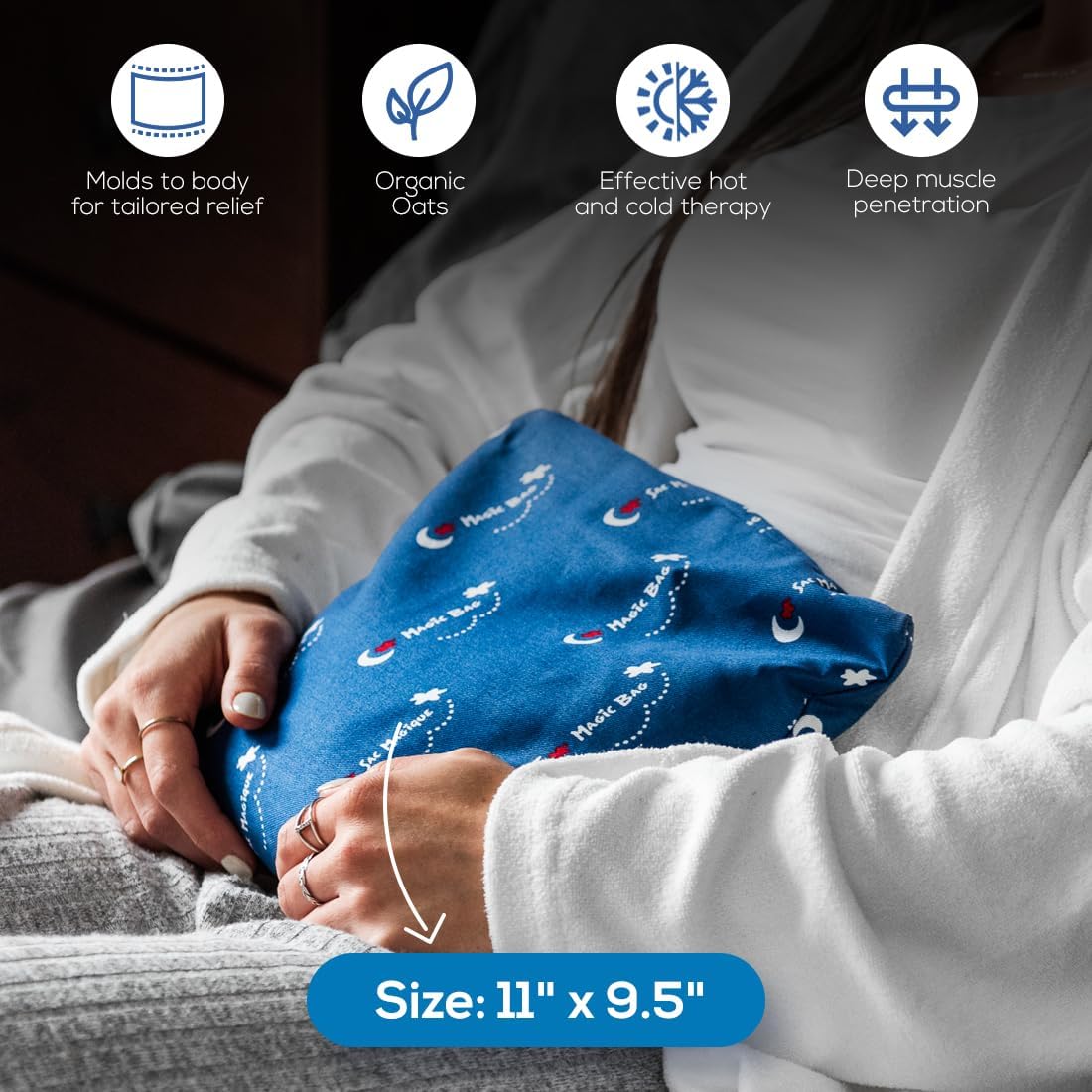 原廠魔法袋實用魔法袋熱敷袋，冷熱療法，緩解胃痛，無線冷熱敷，28 x 24 公分（11 吋 x 9.5 吋）