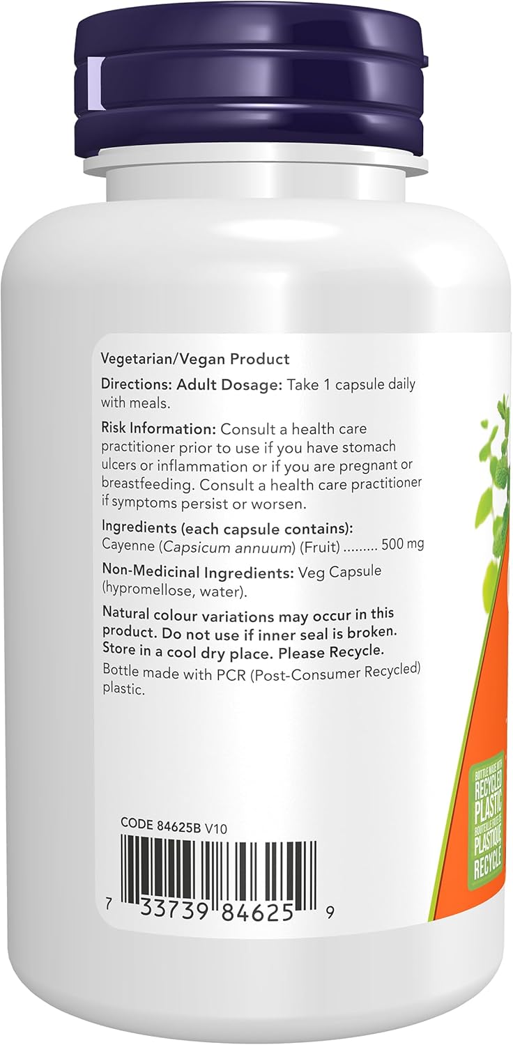 NOW Supplements, 辣椒（辣椒）500 毫克，草本支持，100 粒素食胶囊