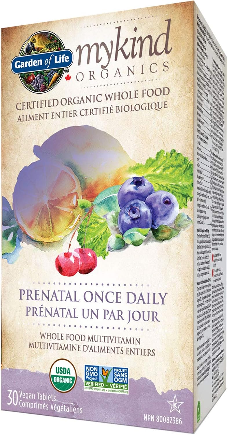 Garden of Life Organics 產前每日一次複合維生素，30 片 | 支持胎兒早期發育、能量和免疫系統 | 全食物成分，非基因，無麩質，純素，無大豆