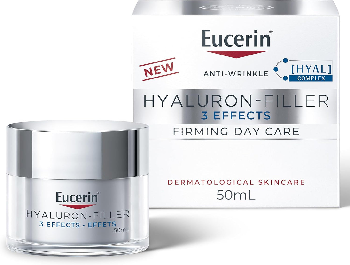 Eucerin Anti Wrinkle Firming Day Care Hyaluronic Acid Moisturizer for Face, Anti Aging Face Cream for Women Visibly Reduces the Look of Fine Lines & Wrinkles, All Skin Types, 50mL Jar