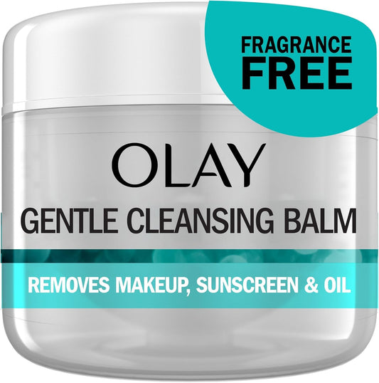 Olay Gentle Cleansing Balm Makeup Remover, Fragrance Free, Makeup Melting Face Cleanser, 100 mL