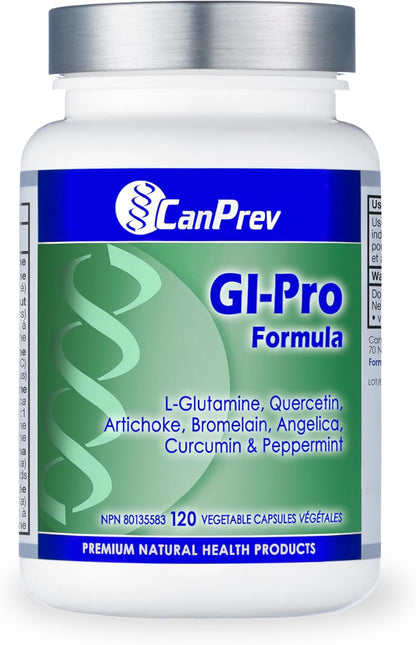 CanPrev GI-Pro 配方，120 粒素食胶囊，20 天用量，含 L-谷氨酰胺、槲皮素、朝鲜蓟、当归、菠萝蛋白酶、姜黄素和薄荷 - 支持消化舒适和整体肠道健康