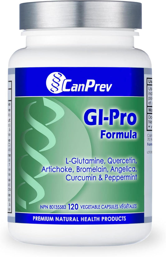 CanPrev GI-Pro 配方，120 粒素食胶囊，20 天用量，含 L-谷氨酰胺、槲皮素、朝鲜蓟、当归、菠萝蛋白酶、姜黄素和薄荷 - 支持消化舒适和整体肠道健康