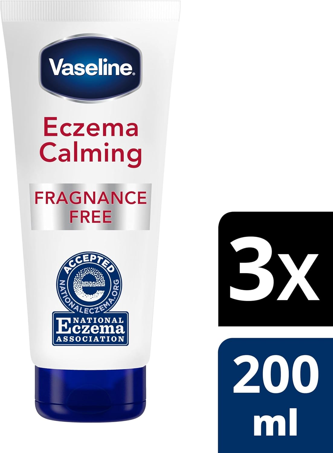 Vaseline Clinical Care™ Body Cream lotion for eczema prone skin Eczema Calming Therapy Cream with Colloidal Oatmeal Skin Protectant to provide instant relief for dry, itchy skin 200 ml, 3 pack